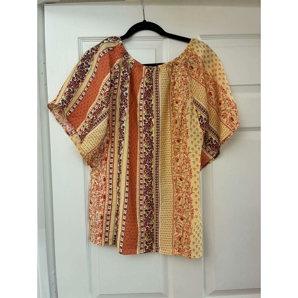 Como Blu NWT Boho Floral Tunic Top Small Petite Rayon Blouse (pit to pit 21")